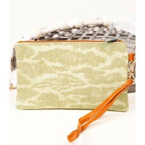 Pouch, Travel Case, Wristlet. Beige Camo Pattern. NWT